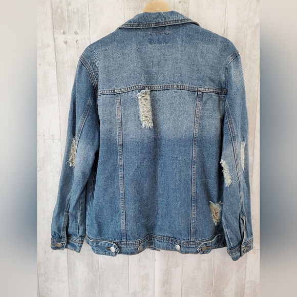 Haute Monde Blue Distressed Jean Jacket - Picture 4 of 5